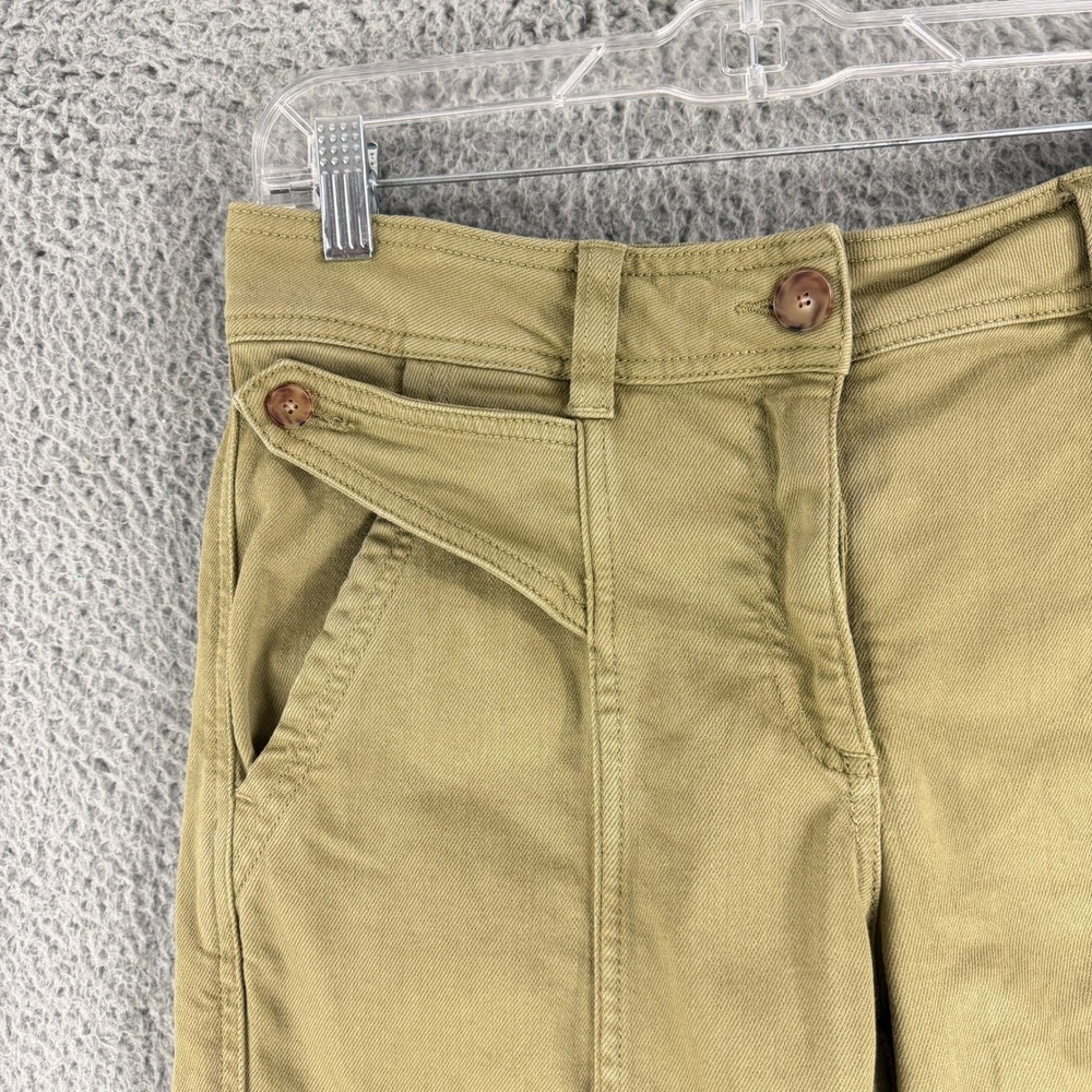 Sezane Herve Trousers Womens 38 US 6 Green Organic Cotton Tapered Utility Pants - Picture 2 of 14